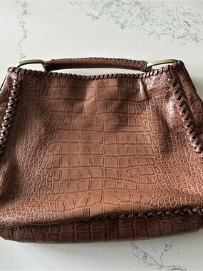 Sazaby Premium Brown Croc-Embossed Leather Tote
